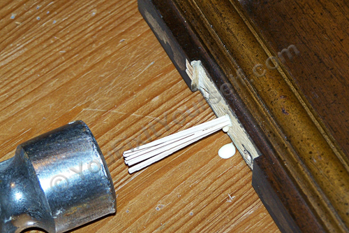 toothpicks in stripped screw hole